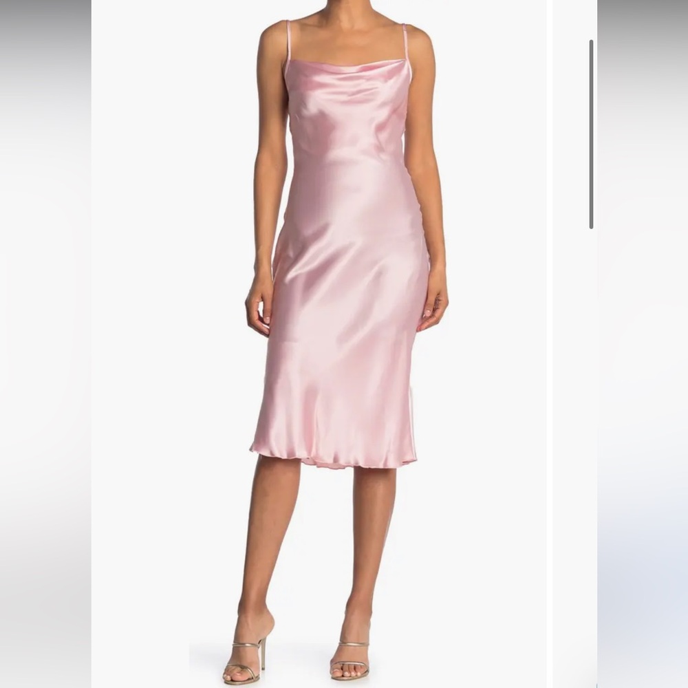 Bebe pink slip midi dress
